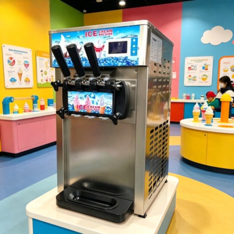 Soft Serve Ice Cream Machine - เครื่องทำไอศกรีมแบบตั้งพื้น 5 หัวจ่าย สำหรับธุรกิจ ทำซอฟต์เสิร์ฟ โยเกิร์ตแช่แข็ง