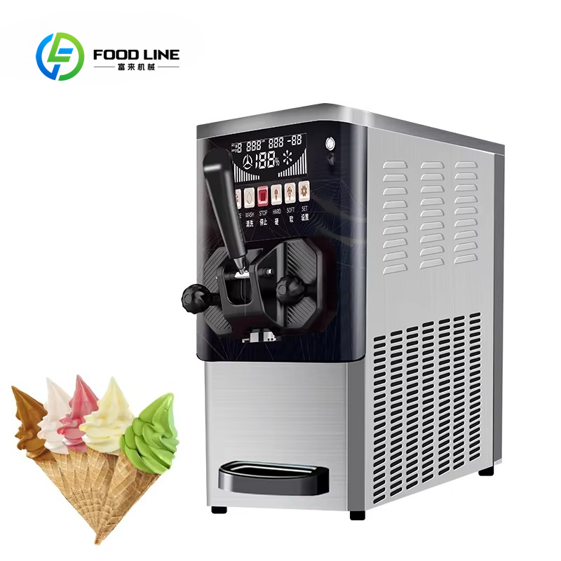 Soft Serve Ice Cream Machine - เครื่องทำไอศกรีมนุ่มแบบอัตโนมัติ สำหรับใช้งานเชิงพาณิชย์ รุ่นตั้งโต๊ะ รสชาติเดียว