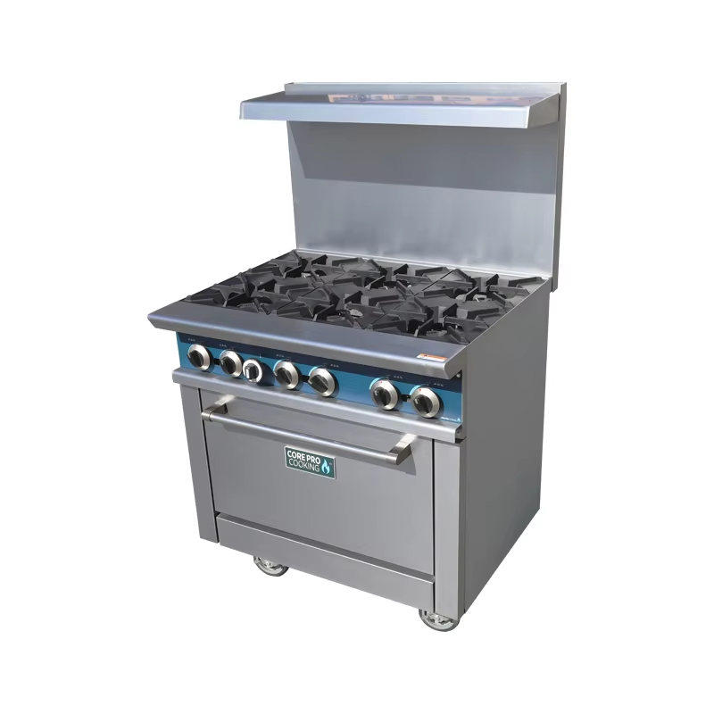 Commercial Kitchen Oven - อุปกรณ์ครัวเชิงพาณิชย์ เตาสแตนเลสแบบตั้งพื้น 6 หัวเตา พร้อมเตาอบ