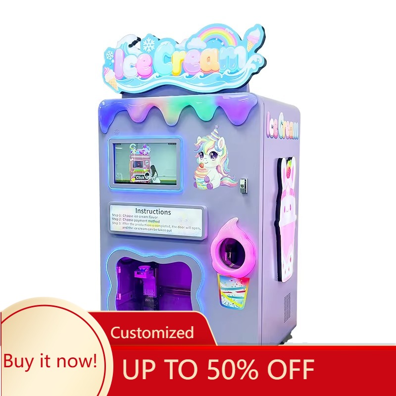 Soft Serve Ice Cream Machine - เครื่องขายไอศกรีมอัตโนมัติ FL Custom รุ่นใหม่ปี 2026 พร้อมแขนกลหุ่นยนต์อัจฉริยะ
