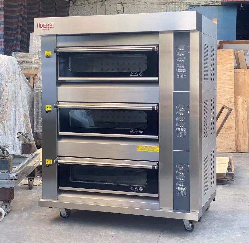 Commercial Kitchen Oven - เตาอบแก๊สแบบกำหนดเอง 3 ชั้น 6 ถาด สำหรับอบพิซซ่า