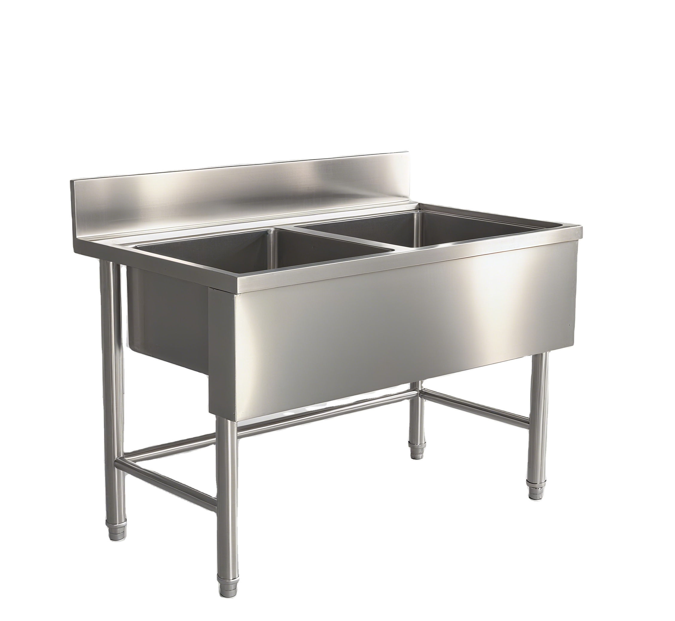 Commercial Kitchen Table - อ่างล้างจานสแตนเลสสองชั้นขนาดใหญ่สำหรับครัวเชิงพาณิชย์ โต๊ะทำงานสำหรับล้างจานในโรงแรมและร้านอาหาร