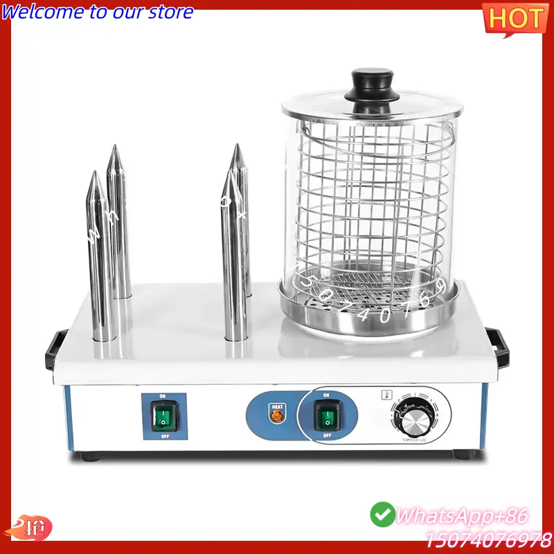 Hot Dog Roller Grill - เครื่องทำไส้กรอกแบบไอน้ำ ปี 2026 ใช้งานง่าย อุปกรณ์บุฟเฟ่ต์สำหรับขายอาหารริมทาง เครื่องย่างฮอทดอกแบบลูกกลิ้ง
