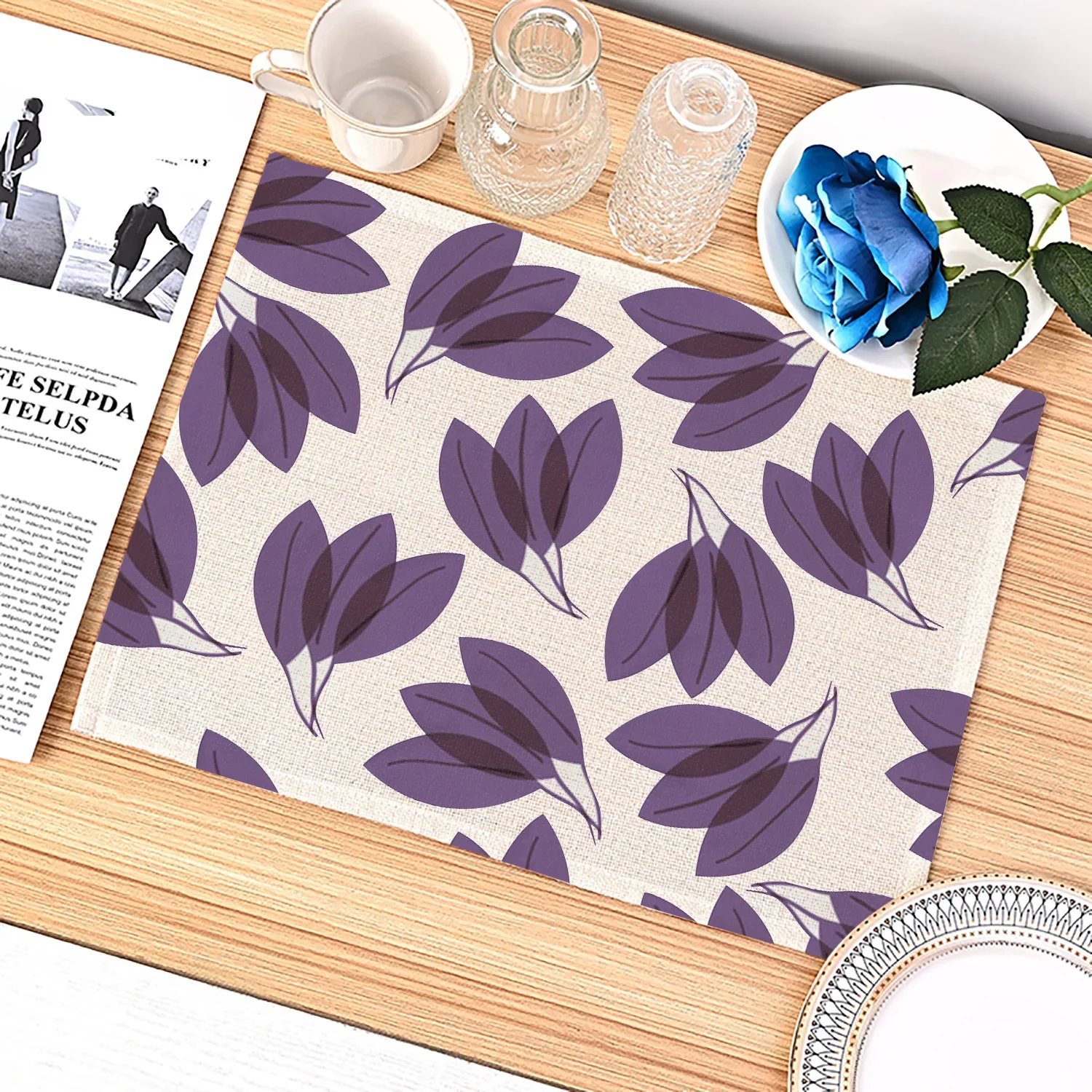 แผ่นรองจานลายเรขาคณิตสีม่วงสำห - Commercial Kitchen Table บทวิจารณ์และราคา