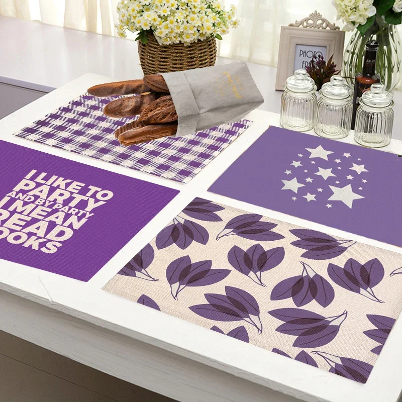 แผ่นรองจานลายเรขาคณิตสีม่วงสำห - Commercial Kitchen Table บทวิจารณ์และราคา