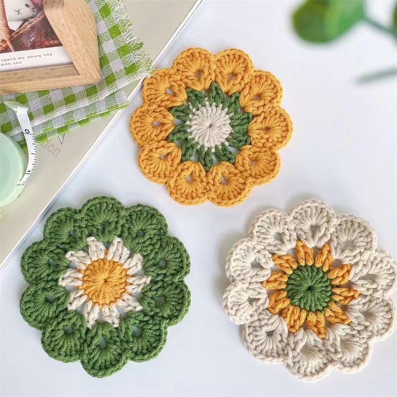 1PCS ทอ Coasters Sunflower เสื - Commercial Kitchen Table บทวิจารณ์และราคา