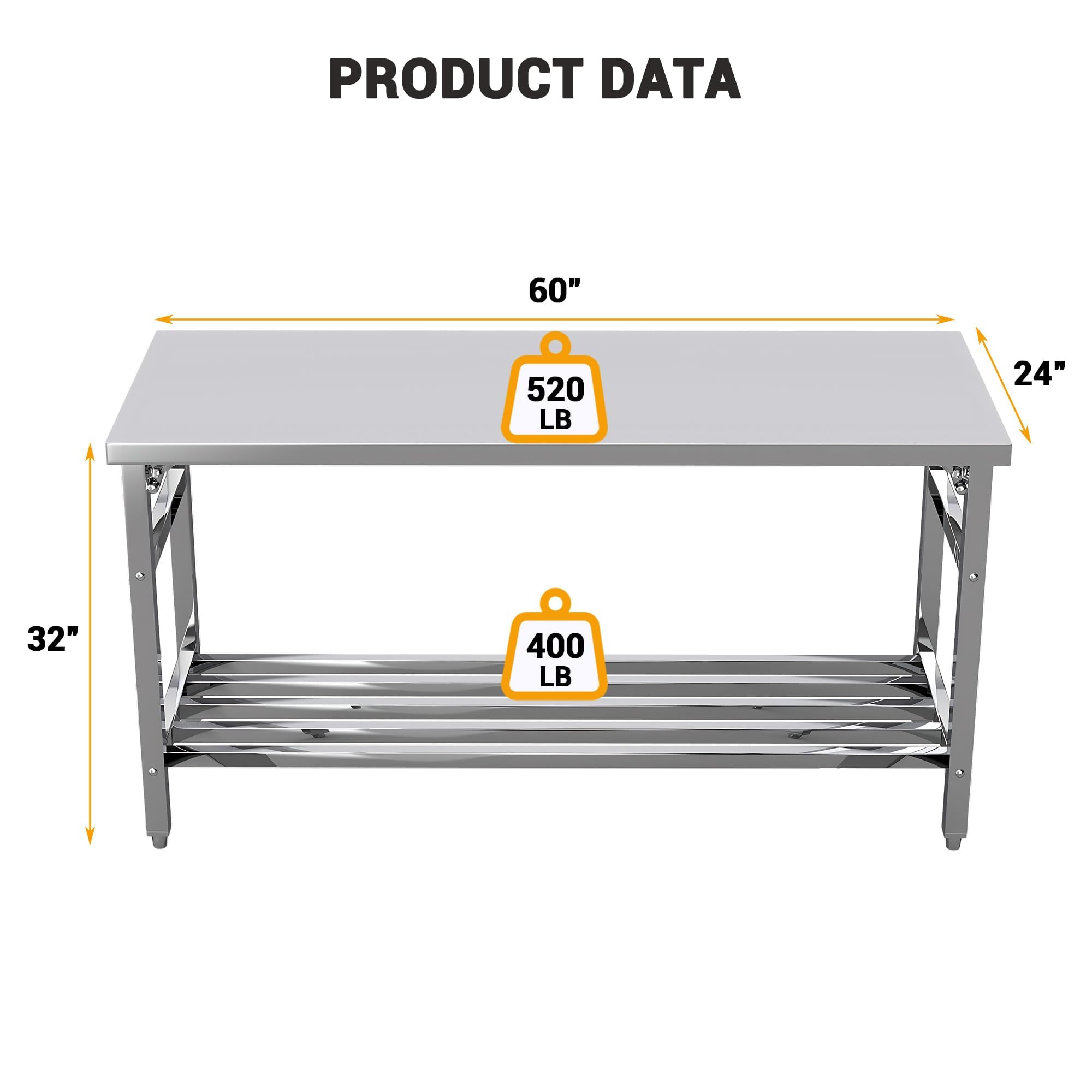 โต๊ะเตรียมอาหารสแตนเลสแบบพับได - Commercial Kitchen Table บทวิจารณ์และราคา